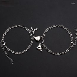 Charm Bracelets 2023 Titanium Steel Lovers Bracelet Simple Heart Magnet Phase Lock Key Men's And Women's Angel Wing Pendant Jewelry