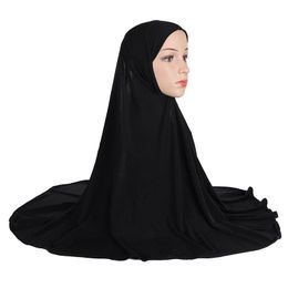 Ethnic Clothing H023a Plain Large Size Muslim Hijab Amira Pull On Islamic Scarf Sell Headscarf Ramadan Pray Hats Headwear Shawl