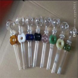 Hookahs New coloured ring and big bubble straight pot Glass bongs Oil Burner Glass Water Pipe Oil