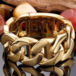 31mm Heavy Punk Chunky Miami Cuban Curb Chain Bracelet For Men Hiphop Gold Silver Plated Stainless Steel Bike Biker Bracelets Bangle Jewellery