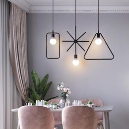 Pendant Lamps Industrial Style Chandelier Geometry Retro Creative Personality Clothing Store Bar Dining Table Three Nordic E27Pendant
