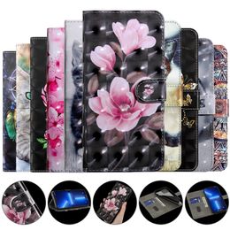 3D Flower Leather Wallet Cases For Samsung A24 A34 5G Xiaomi 11T 12T Pro Redmi 11A Moto E13 G23 E13 G73 Google 8 7 7A Rose Sakura Butterfly Cute Cat Card Flip Cover Pouch