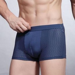 Underpants Plus Size Men Boxer Panties Comfort Breathable Boxers Male Seamless Soft Underwear Elastic Hollow Out Shorts