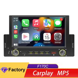 6.2 inch CarPlay Car Video 1 Din Bluetooth Radio Android-Auto MP5 Player Hand Free USB FM Receiver Stereo Audio System Head Unit F170C