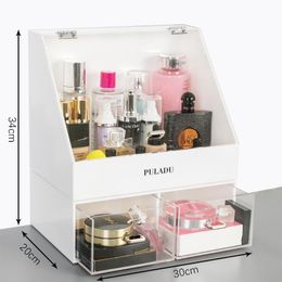 Bathroom Storage & Organization Prado Large Acrylic Cosmetic Box Cover Dust-proof White Drawer Shelf Household