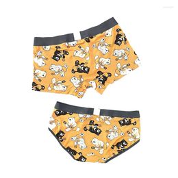 Underpants Cartoon Bear Print Couples Cotton Underwear Creativity Fashion Personality Breathable Elasticity Man Boxers Women Panties Breifs