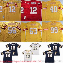 NCAA Throwback 12 Tom Brady Football Jerseys Retro Stitched 99 Warren Sapp 56 Hardy Nickerson 63 Lee Roy Selmon 40 Mike Alstott Jersey College Yellow