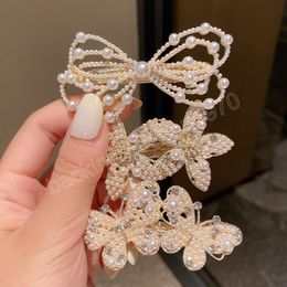 Simulated Pearl Hair Clips For Women Fashion Sweet Flower Butterfly Hairpins Girls Elegant Geometric Hairgrip Hair Accessories