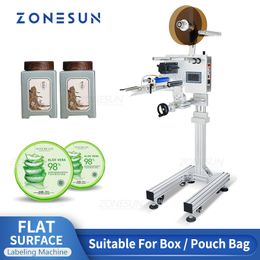 ZONESUN Industrial Equipment Mobile Labeling Machine Flat Cosmetics Surface Card Box Packet Carton Label Applicator Production Line ZS-TB170