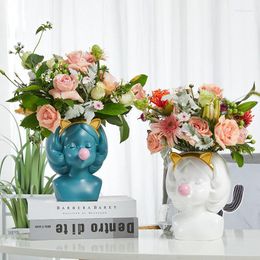 Vases Vase Resin Flower Pot European Style Home Decoration Make-up Brush Organiser Box Pen Holder Wedding Nice Girls