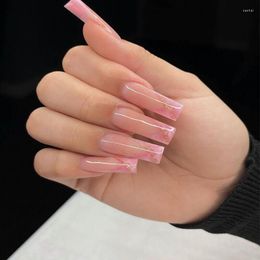 False Nails 24pcs/Set French Detachable Long Pink Full Cover Artificial Ballerina Nail Decoration Art Tips Manicure Fake