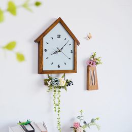 Wall Clocks Creative Living Room Wood Clock Nordic Personalised Fashion Modern Minimalist Design Silent Saat Home HX50WC