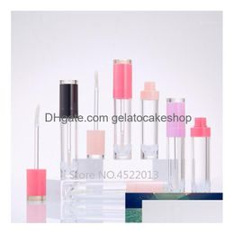 Storage Bottles Jars 10Pcs 5Ml Empty Lip Gloss Tube Black Pink Purple Lipgloss Bollte Diy Tool Cylindrical Container Wholesale1 Dr Dhjcs