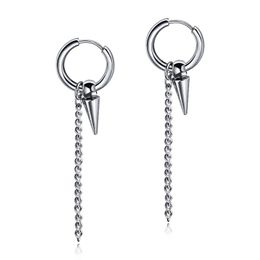 Hoop Earrings & Huggie Cyue European Fashion Tassel Chain Personality Trendsetter Stainless Titanium Steel Ear For Men Women JewelryHoop