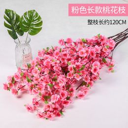 Artificial Cherry Spring Plum Peach Blossom Branch Silk Flower Home Wedding Decorative Flowers Plastic Peach Bouquet