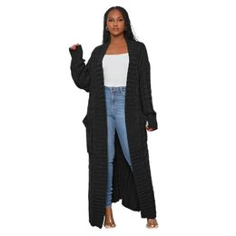 Designer Winter Sweaters Women Long Sleeve thick Long Sweater Fashion Knitted long style Cardigan Loose Warm Outerwear Wholesale Bulk Clothes 0001-1