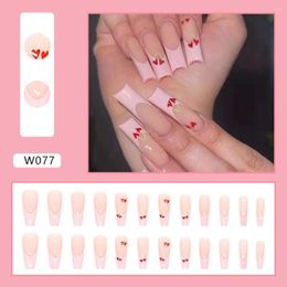 False Nails Modern Nail Art Patch Smooth Surface Easy To Use Fine Workmanship Pink Love Heart Pattern Tips For Dating