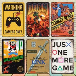 Retro Warning Games Only Metal Poster Tin Sign Vintage Gamer Room Decor Plaque Personalised Game Wall Stickers Man Cave Decor 30X20cm W03