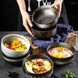 Dinnerware Sets Japanese Dolphin Bone Lamian Noodles Soup Commercial Ceramic Rice Noodle Bowl Dinner Set Tableware