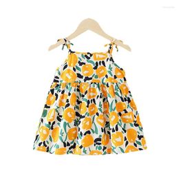 Girl Dresses Girls Sleeveless 2023 Fashion Ins Braces Skirt Princess Clothes Beach Dress For Summer Korean Flower Outfits Baby
