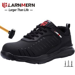 Safety Shoes LARNMERN Mens Steel Toe Safety Work Shoes For Men Lightweight Breathable Anti-Smashing Non-Slip Anti-static Protective Shoes