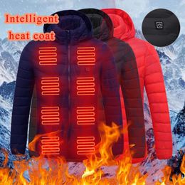 Men's Down Laamei Men Winter Warm USB Heating Jackets Smart Thermostat Pure Color Hooded Heated Clothing Waterproof