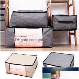 Storage Bags Nonwoven Family Save Space Organiser Bed Under Closet Box Clothes Toy Divider Organiser Quilt Duvet Blanket Holder1 Dro Dh3Jh
