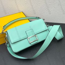 Bags Mirror Designer Tiffany Blue Baguette 26cm Leather Cowhide Handbag Luxury Flap Purse Crossbody Small Strap