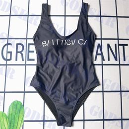 Brand Logo Bikini Womens One Piece Swimsuit Classic Black Swimwear Vest Sling Bathing Suit