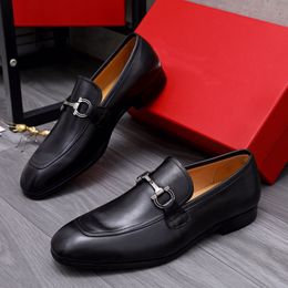 2023 Mens Dress Shoes Designer Fashion Loafers Genuine Leather Men Business Office Work Formal Oxfords Brand Party Wedding Flats Size 38-44