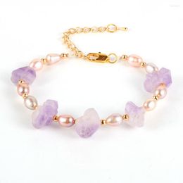 Strand Korean Fashion Freshwater Pearls And Crystal Bracelets For Women Girls Gold Colour Chain BOHO Natural Stone Jewellery