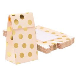 Gift Wrap 20Pcs/Lot Cute Bronzing Polka Dot Pink Candy Paper Bag Holiday Party Supplies Small Gift Wrapping Bag 230316