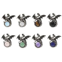 Fashion Jewelry Vintage Natural Crystal Quartz Wing Dragon Pendant for Women Men Accessorice