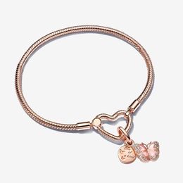 Rose gold butterfly love charms bracelets European American popular style DIY fit Pandora designer Jewellery bracelet pendant women gift