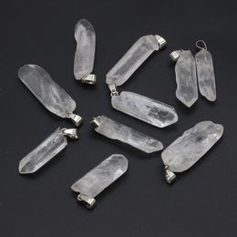 Natural Gem Stone Charms White Crystal Irregular Shape Pendant Reiki Healing Energy Jewelry Making Necklace
