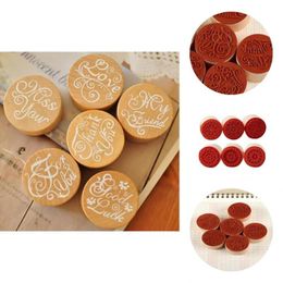 Party Decoration 6Pcs Wooden Seals No Odour Seal Stamps Invitation Card Letters Envelopes Blessing Stamp