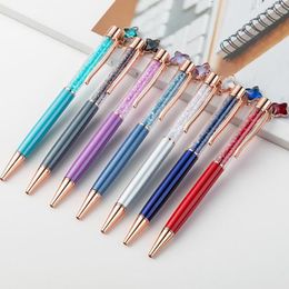 10pcs /lot Creative Crystal Pen Diamond Ballpoint Pens Star Pendant Metal Stationery 13colors For Options