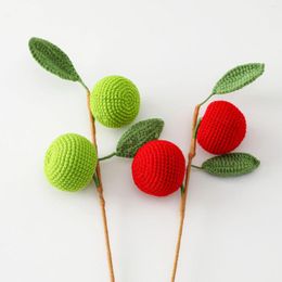 Decorative Flowers 10 Branches Knitting Artificial Red Apple Fruit Plants Home Year Decoration Ornament Bouquet DIY Accessories