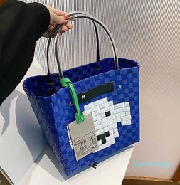 beach bags women designer bags woven bucket luxurys handbags Color matching shopping basket plastic woven shopping bag