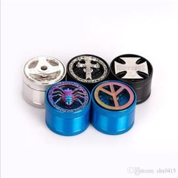 Smoking Pipes New relief three layer grinder smoking set 50mm cigarette cutter sharpener