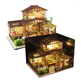 Party Favour DIY Miniature House Kit Mini Making Japanese Style Handmade With Music Movement LED Crafts For Adults Kids