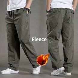 Men's Pants Men's Winter Warm Cargo Pants Casual Elastic Cotton Thick Fleece Pants Mens Straight Loose Business Thermal Trousers Jogger 6XL 230316