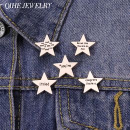 Star I Tried Sad Enamel Pin Brooch Letter Badge Metal Lapel Hat Accessories Funny Fashion Custom Jewellery Women Friends Wholesale