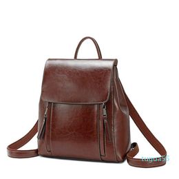 Leather Women Backpack Rucksack Cross Body Shoulder Bag Girls School Female Natural