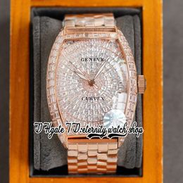 TWF V2 Cintree Curvex Automatic Mens Watch Rose Gold Paved Baguette Cut Diamonds Case Iced Out Diamond Dial Stainless Steel Bracelet Super eternity Jewellery Watches