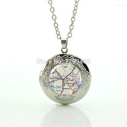 Pendant Necklaces Wholesale Charms Jewellery Vintage Las Vegas Map Souvenirs Gift For Men And Women N 891