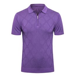 Men's Polos Billionaire polo shirt silk men summer fashion Business short sleeve lattice zipper Comfortable big size M-5XL quality 230316