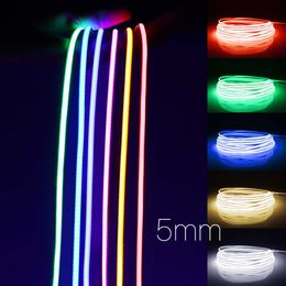 LED Strips 9 Colors High Bright FOB COB LED Decorative Light Strip 5MM Super Thin Flexible Tape RA90 12V 1M 2M 3M 4M 5M For Room Car Decor P230315