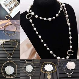 Designer 18K Gold Plated Pendant Women Gold Silver Letter Necklaces Chain Crysatl Rhinestone Choker Brand Necklaces for Girl Wedding Party Jewelry