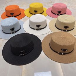 Wide Brim Straw Bucket Caps Hats Fedora for Men Womens Designer Sun Protection Spring Summer Fall Beach Vacation Getaway Flat Top Headwear with Black Ribbon Assorted